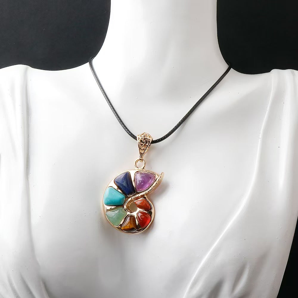 32mm Chakra Shell Shape Spiritual Pendant Necklace