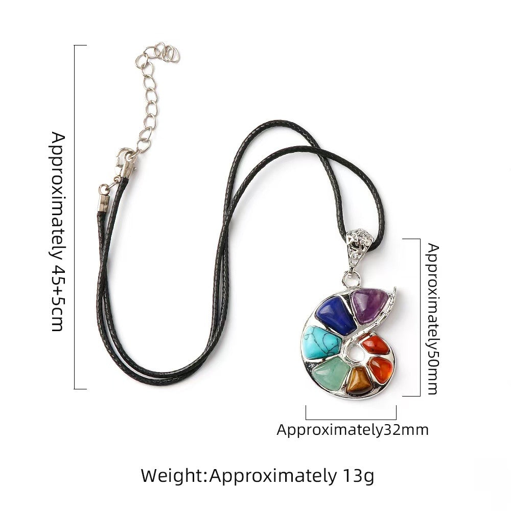 32mm Chakra Shell Shape Spiritual Pendant Necklace