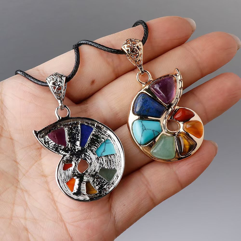 32mm Chakra Shell Shape Spiritual Pendant Necklace