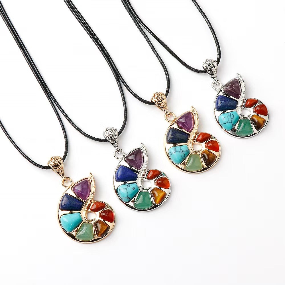 32mm Chakra Shell Shape Spiritual Pendant Necklace