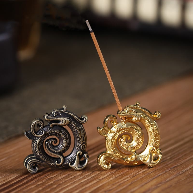 Mini Dragon Pattern Zinc Alloy Incense Burner 4x3.7cm