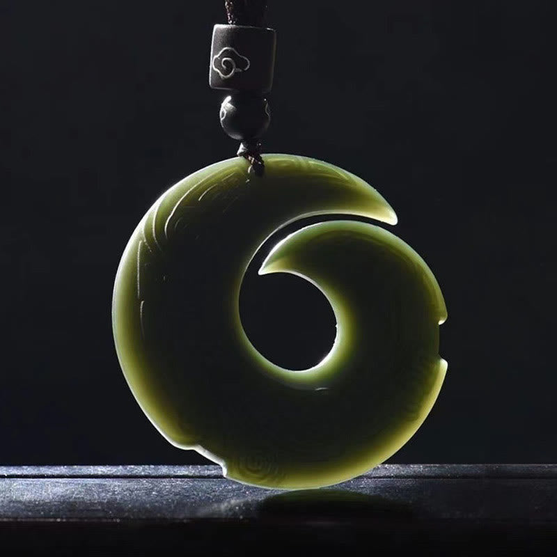 Hetian Cyan Jade Necklace | One's Luck Improves Peace Buckle
