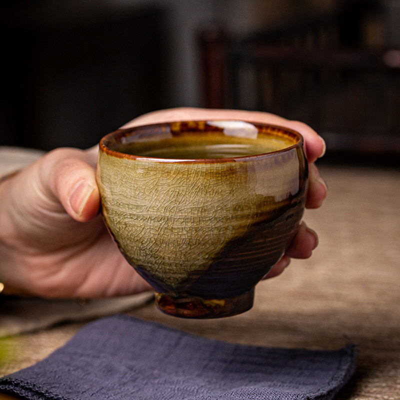 Retro Brown Ceramic Zen Teacup 130ml Meditation Cup