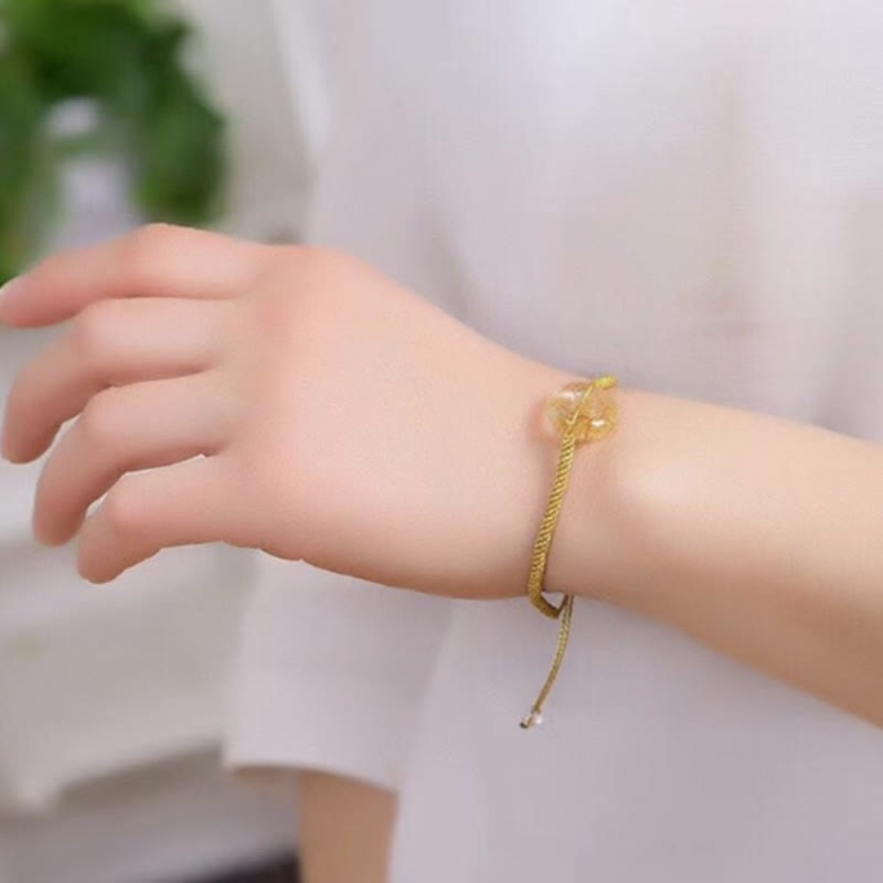 16mm Citrine Bracelet with Peace Buckle for Happiness & Prosperity