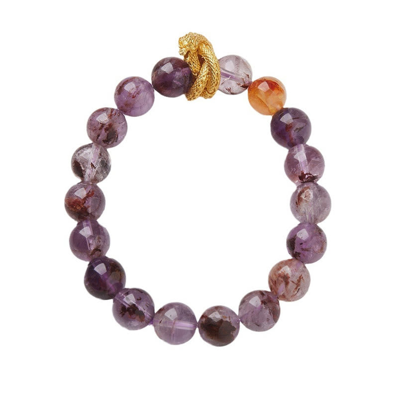 10mm Purple Phantom Gold-plated Dragon Wisdom Bracelet