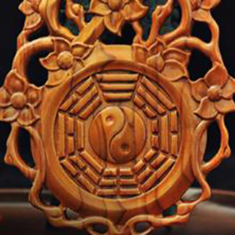 Peach Wood Feng Shui Bagua Map for Balance & Protection
