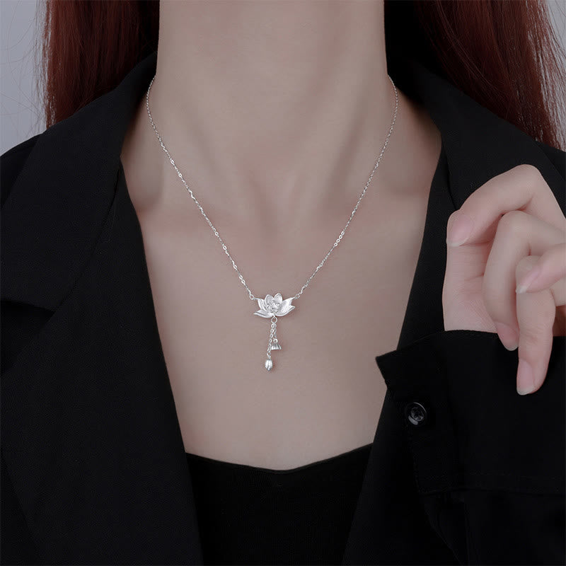 999 Sterling Silver Lotus Flower Pod Enlightenment Necklace