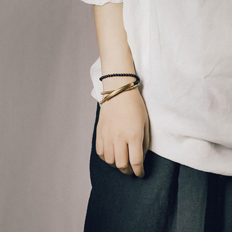 Triple Wrap Agate Stone Protection Copper Bracelet