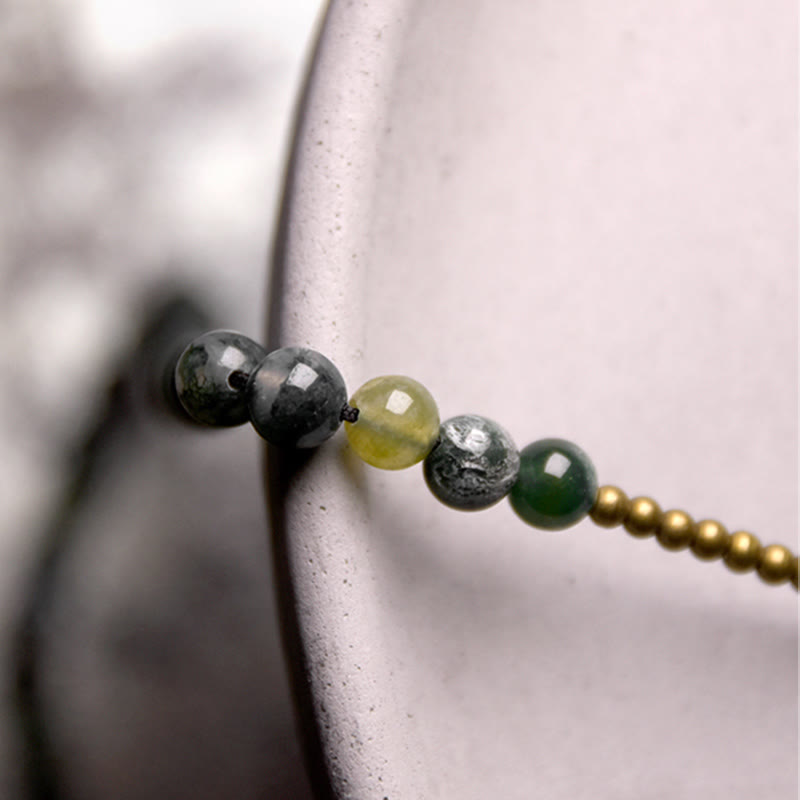 6mm Moss Agate Lucky Multilayer Bracelet