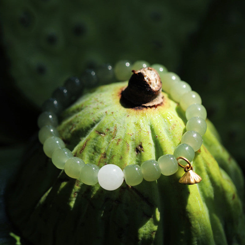 Jade Lotus Abundance Adjustable Bracelet for Prosperity