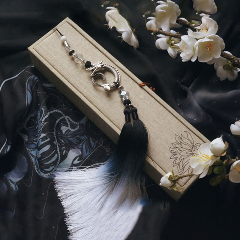 33cm Black White Ink Gradient Folding Fan with Bamboo Frame