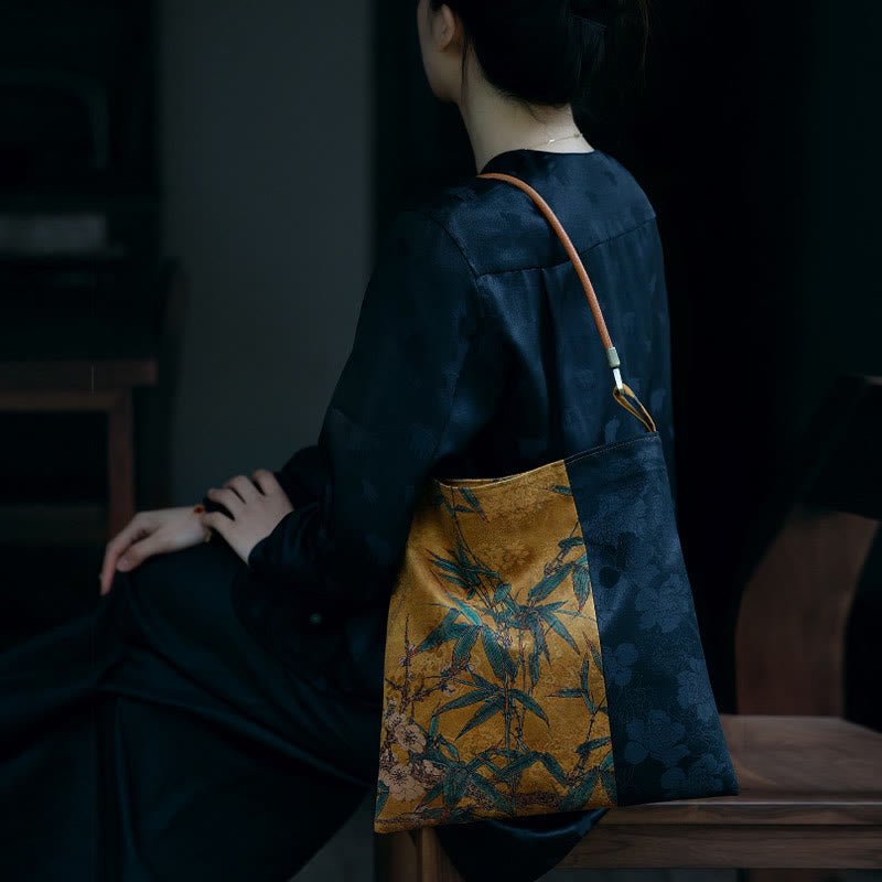 33cm Spiritual Bamboo Leaves Shoulder Bag with Buckle