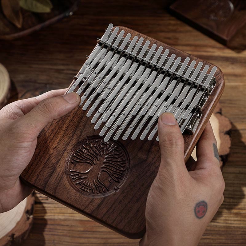 34 Key Kalimba with Tree of Life Black Walnut Design