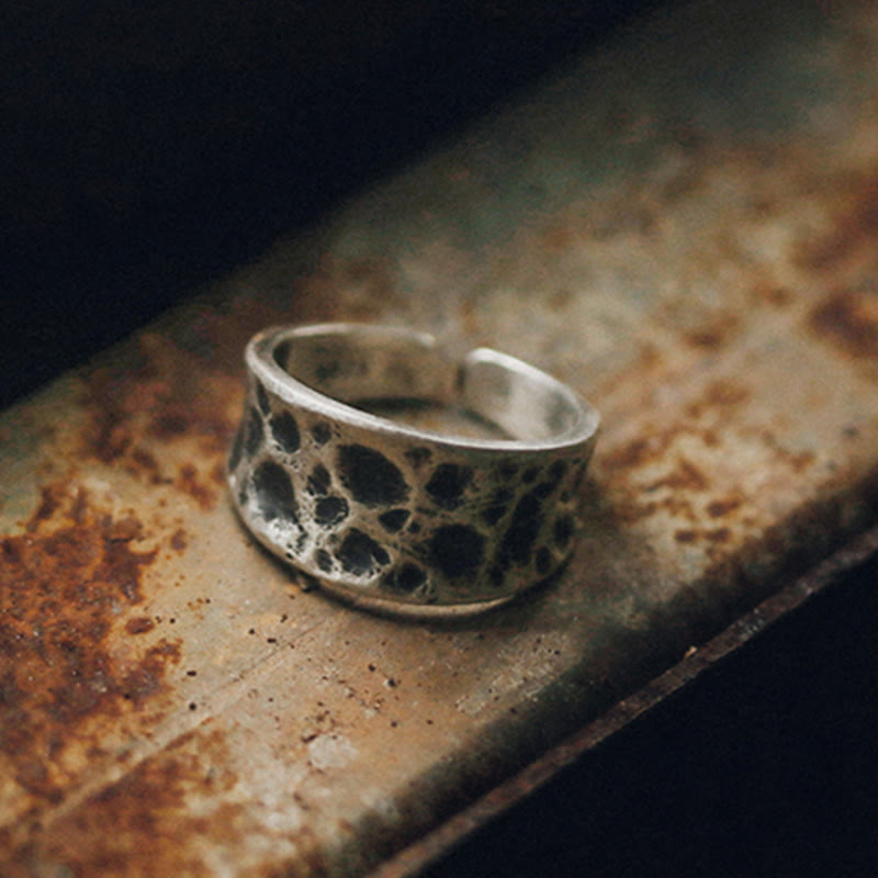 925 Sterling Silver Adjustable Protection Ring with Bump Texture