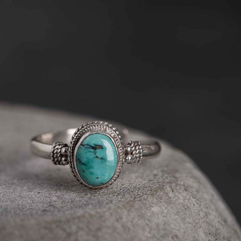 Adjustable Turquoise Ring 925 Sterling Silver Wisdom