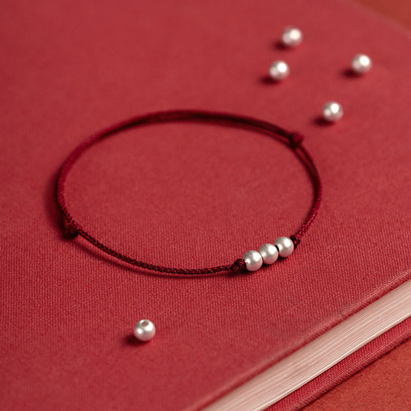 925 Sterling Silver Red String Protection Bracelet Anklet