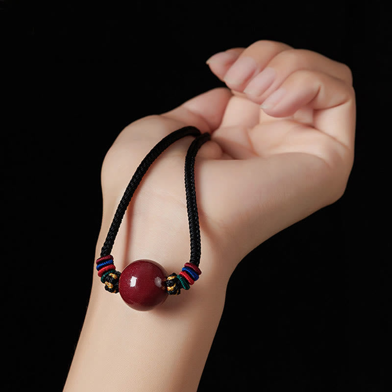 16mm Cinnabar Bead Blessing Pendant Necklace