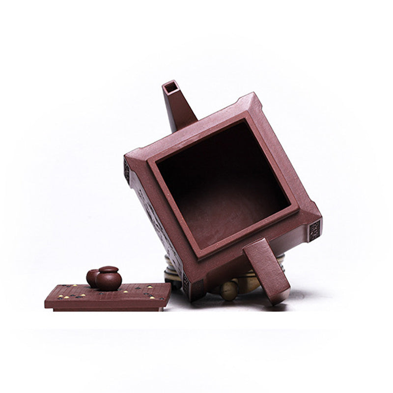 280ml Purple Clay Yixing Handmade Square Gongfu Teapot