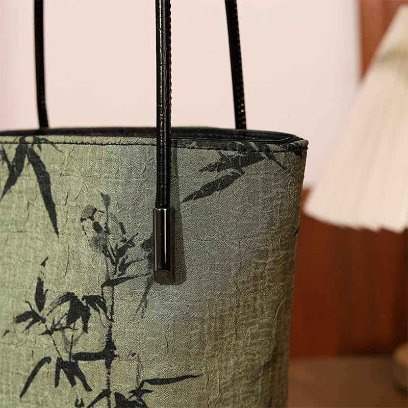 Green Bamboo Print Vintage Crossbody Bag - Spiritual Accessory