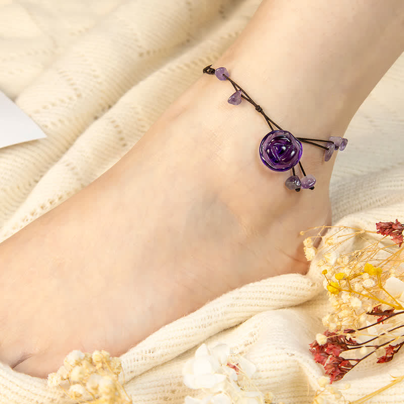 Amethyst Jewelry Bundle with Bracelet, Anklet & Necklace Set