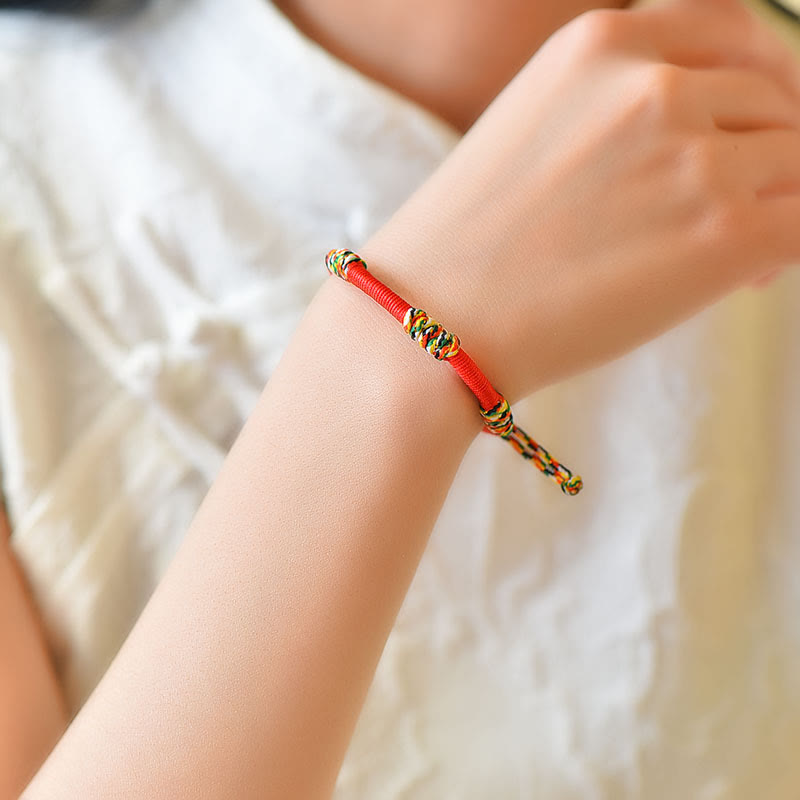 Red String Protection Bracelet with Tibetan King Kong Knot