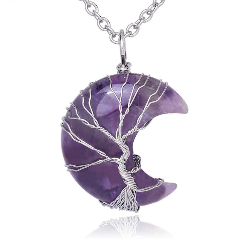 Natural Quartz Tree of Life Necklace for Healing & Balance