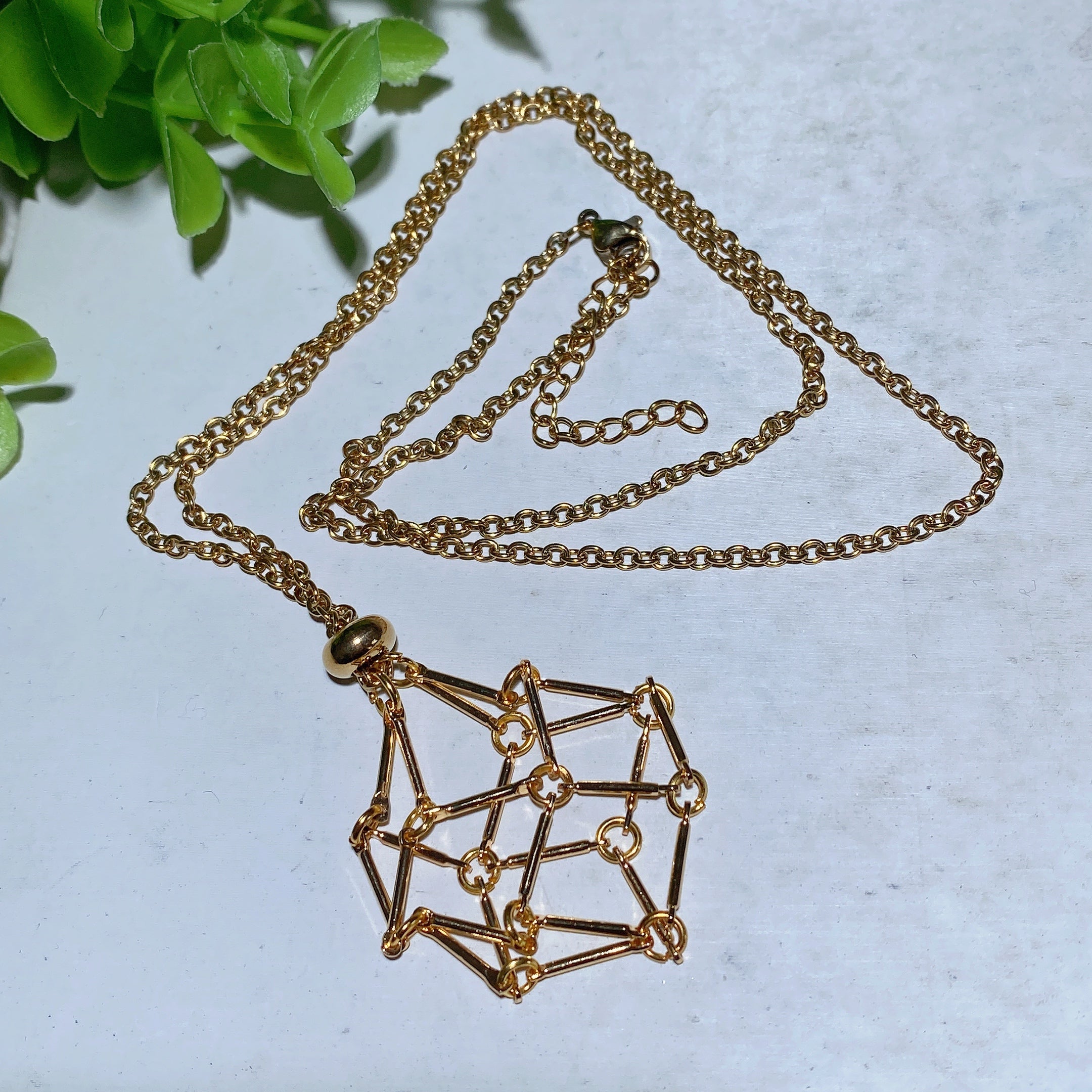 34cm Golden & Silver Web Design Spiritual Necklace