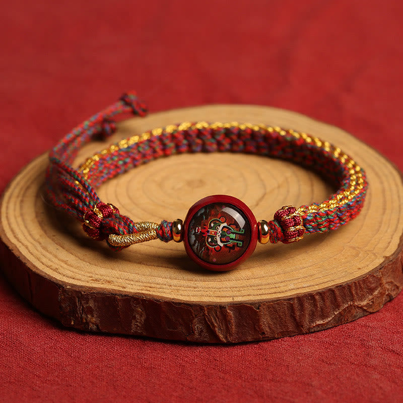 Colorful Rope Cinnabar Thangka Blessing Bracelet