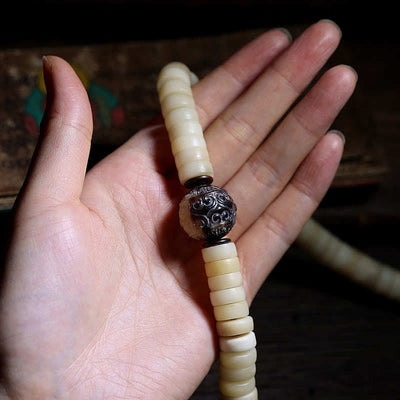 108 Bead Yak Bone Mala Bracelet for Strength and Balance