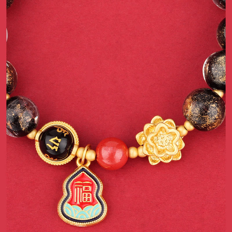 8mm Om Mani Padme Hum Bracelet | Liuli Glass Charm