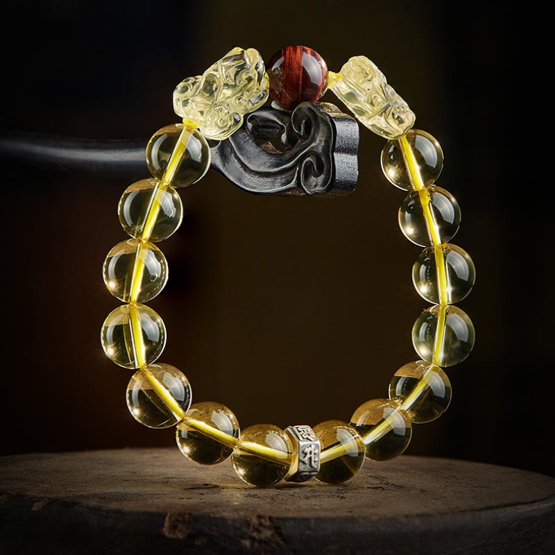 8mm Citrine Tiger Eye Pixiu Prosperity Bracelet