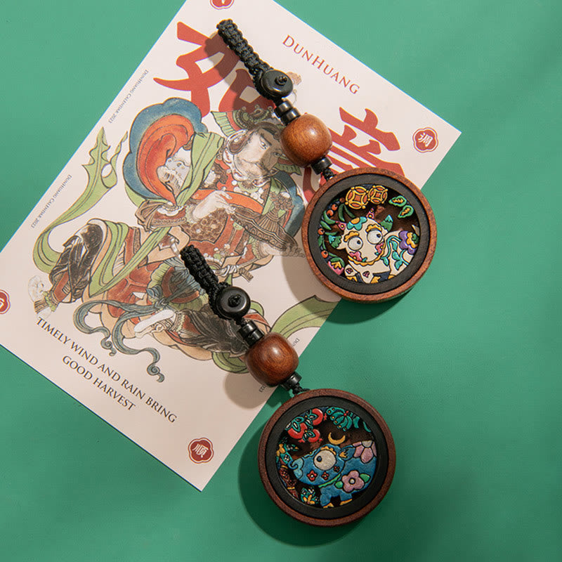 Rosewood Dragon Zodiac Key Chain for Calm & Protection