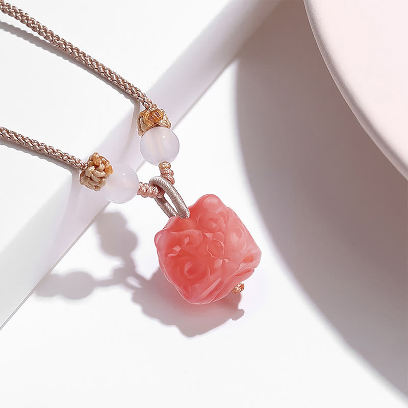 Silver Sheen Obsidian Red Agate Protection Necklace Pendant