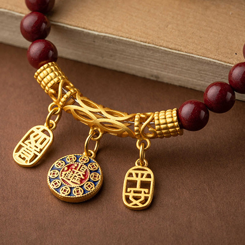 Natural Cinnabar Ruyi Car Hanging Decoration for Peace