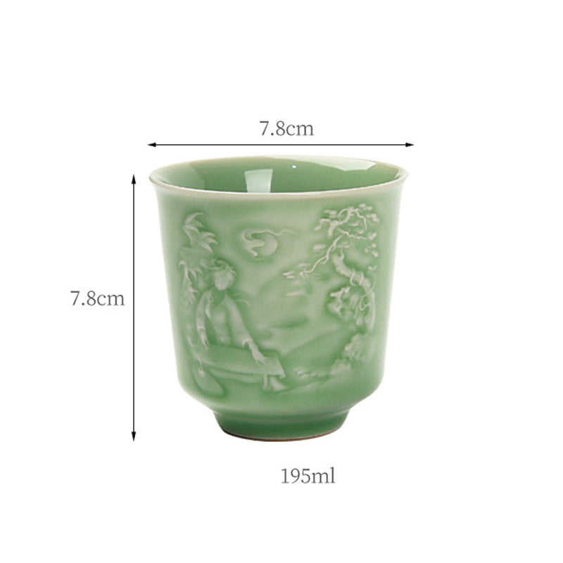 Ceramic Teacup with Zen Landscape Art | 130-195ml Capacity