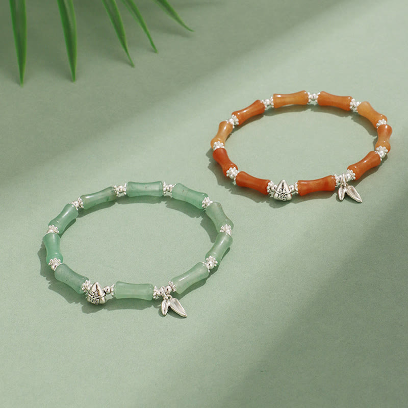 Peridot White Jade Bamboo Fu Symbolic Luck Bracelet