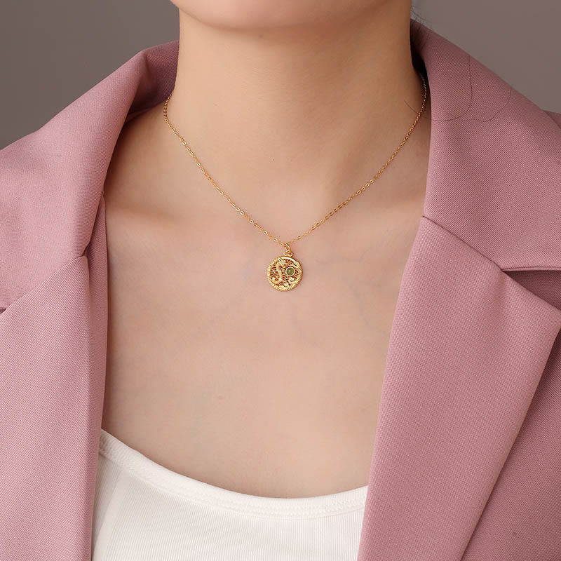 925 Sterling Silver Jade Dragon Necklace with Auspicious Clouds for Protection