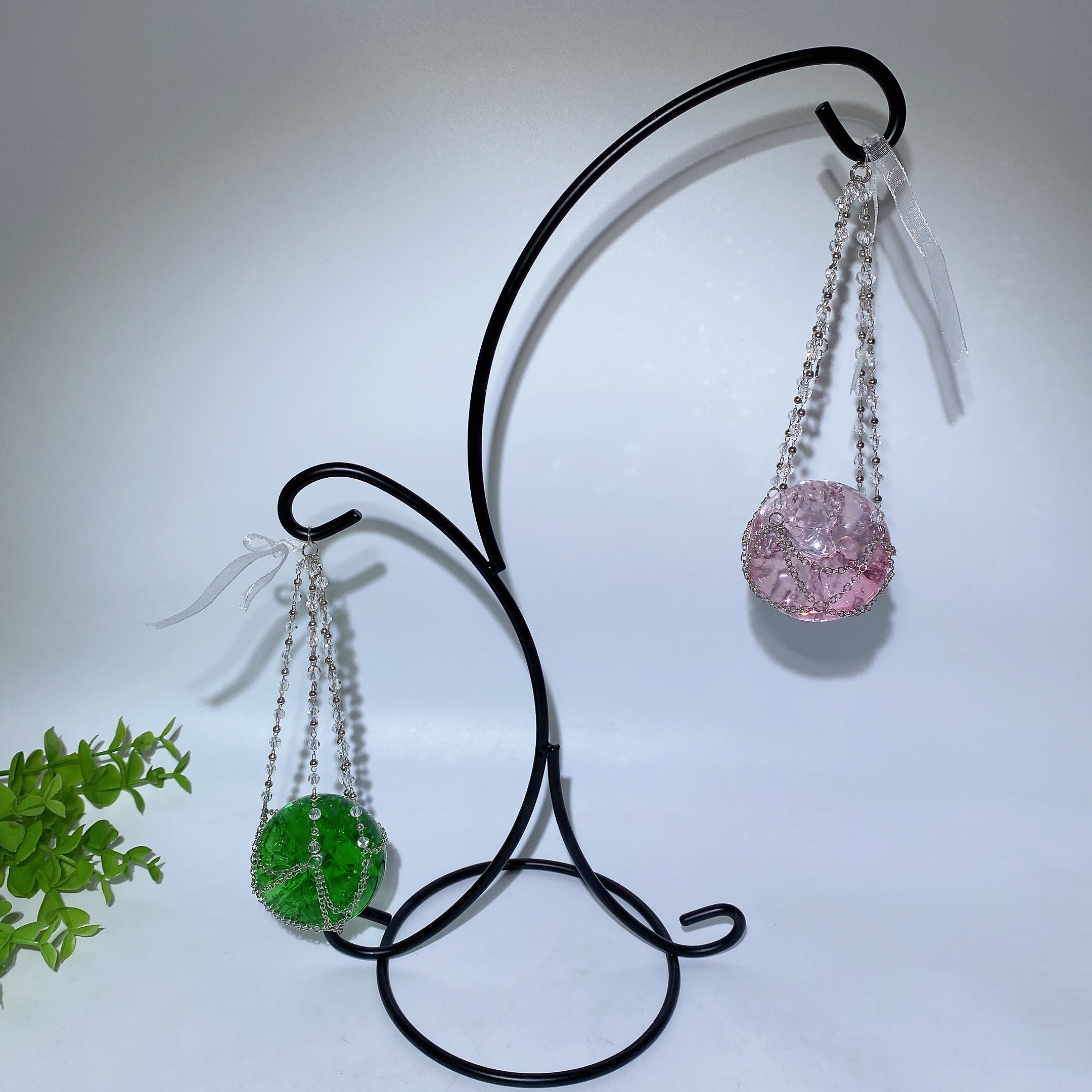 35cm Black Metal Crystal Display Stand for Spheres