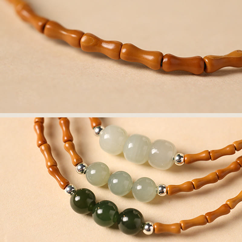 Hetian Jade and Olive Pit Luck Bracelet 6mm Beads