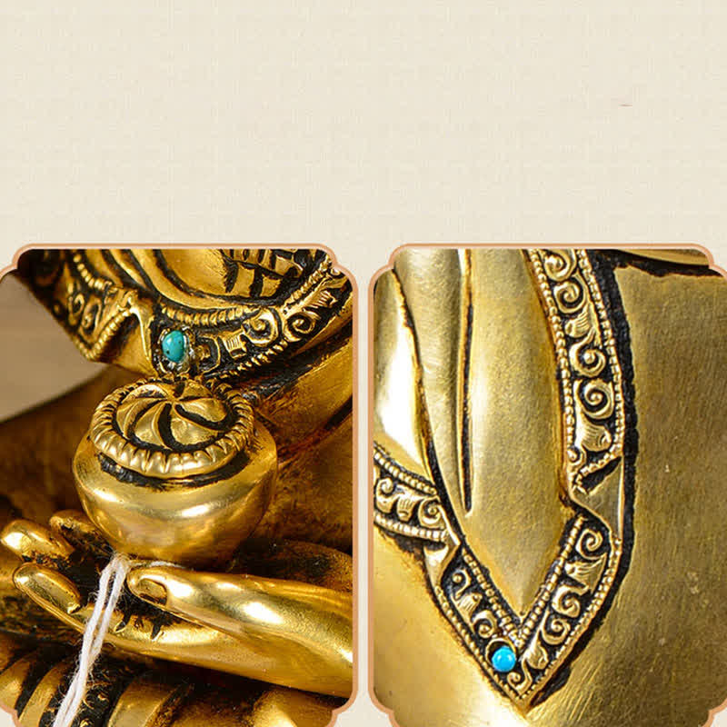 Copper Buddha Statue Shakyamuni Compassion 21cm Decor