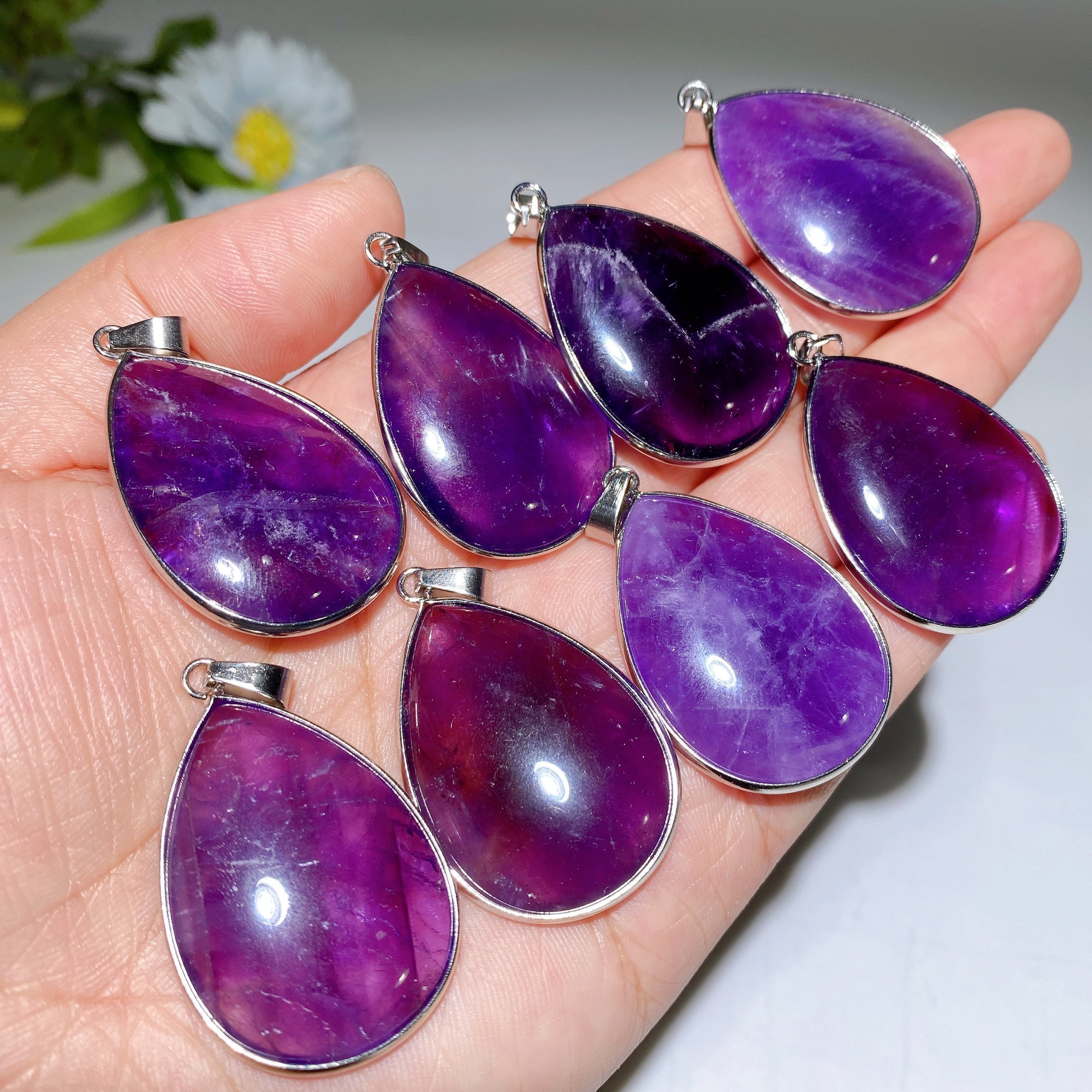 35mm Amethyst Water Drop Shape Healing Pendant