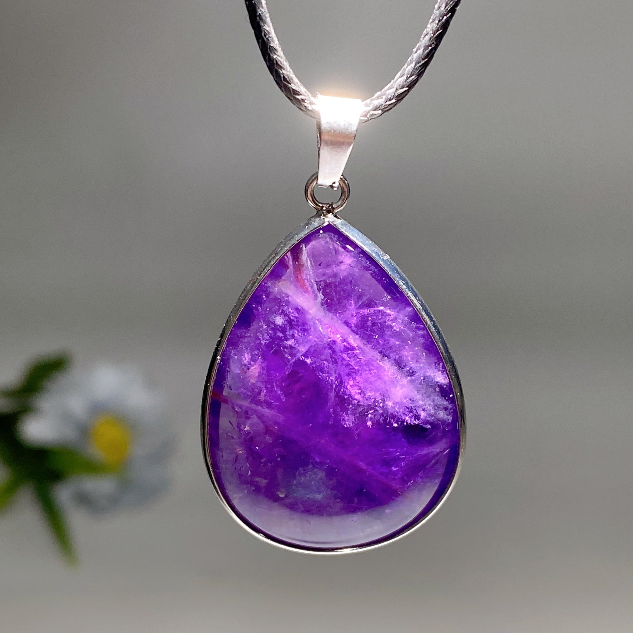 35mm Amethyst Water Drop Shape Healing Pendant