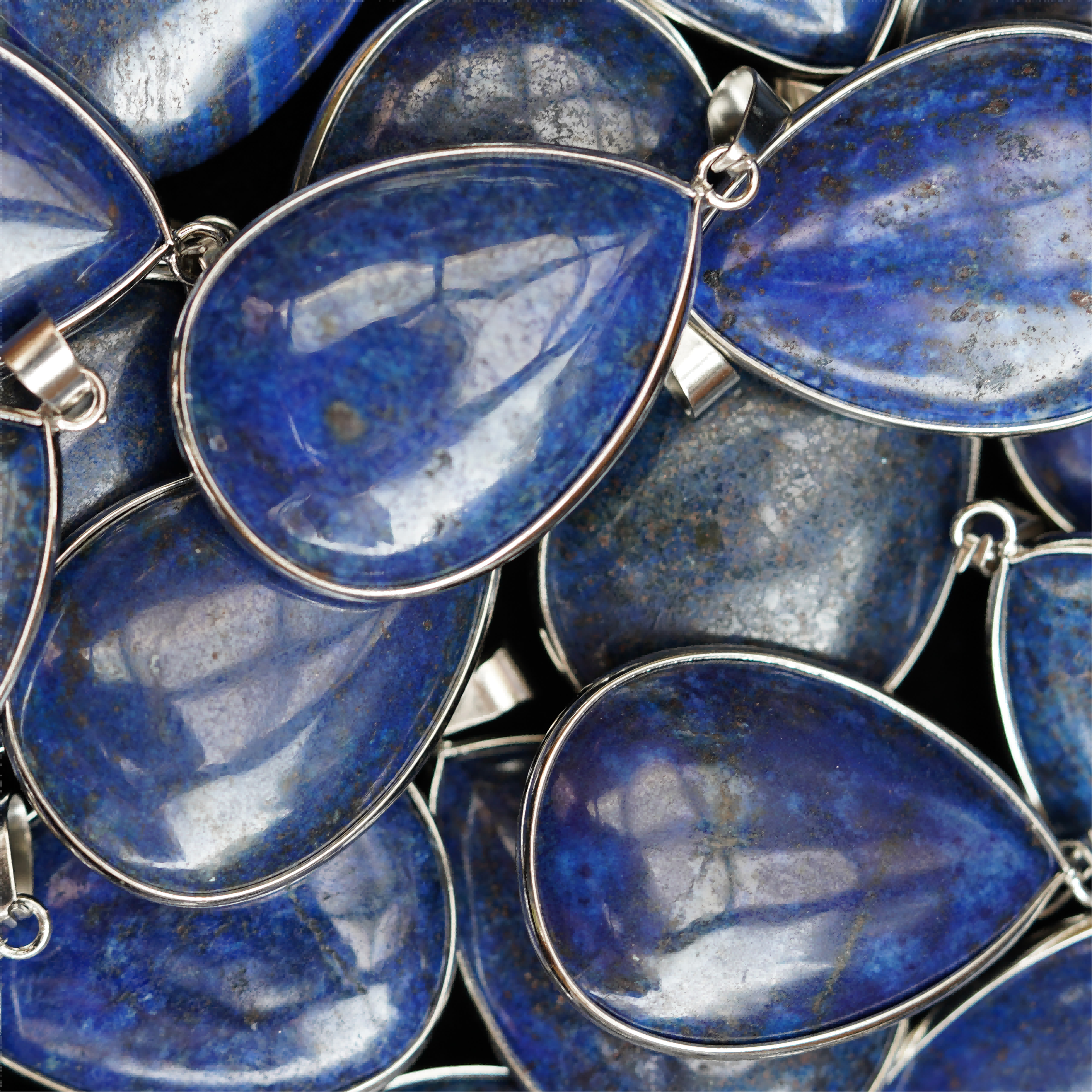 35mm Mixed Crystal Teardrop Pendant with Gold or Silver Trim