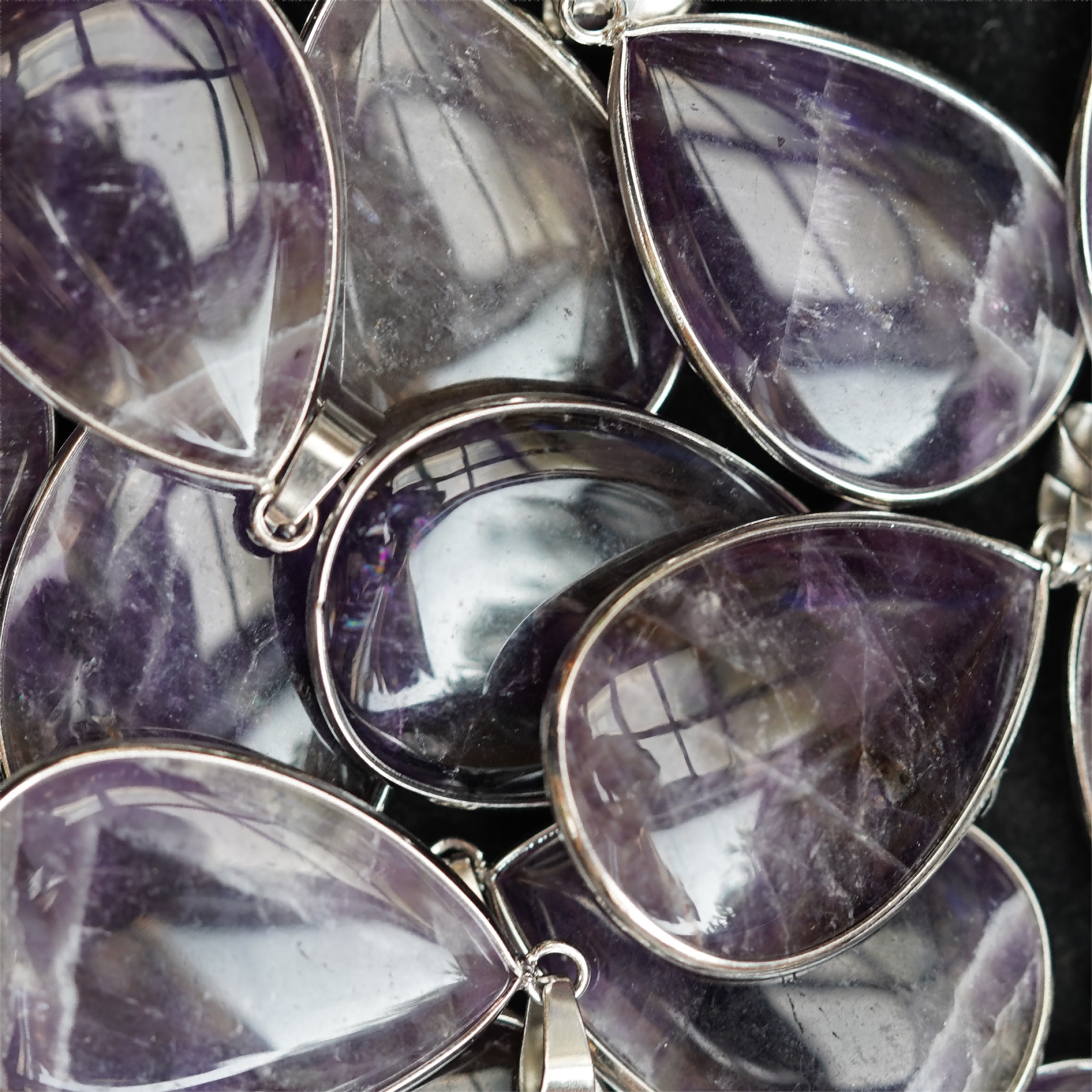 35mm Mixed Crystal Teardrop Pendant with Gold or Silver Trim