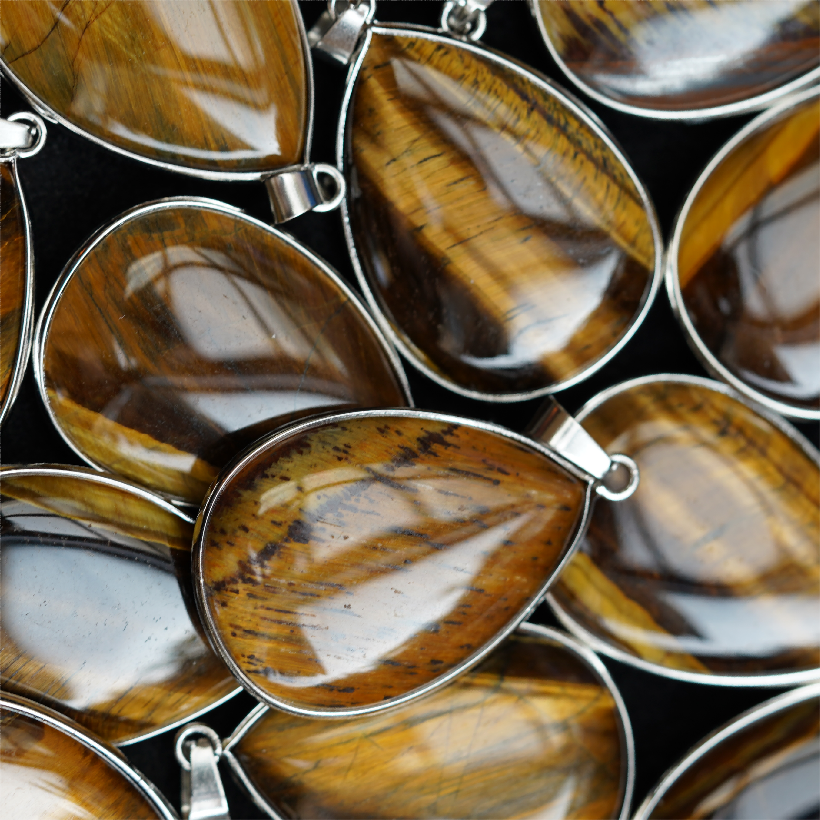 35mm Mixed Crystal Teardrop Pendant with Gold or Silver Trim