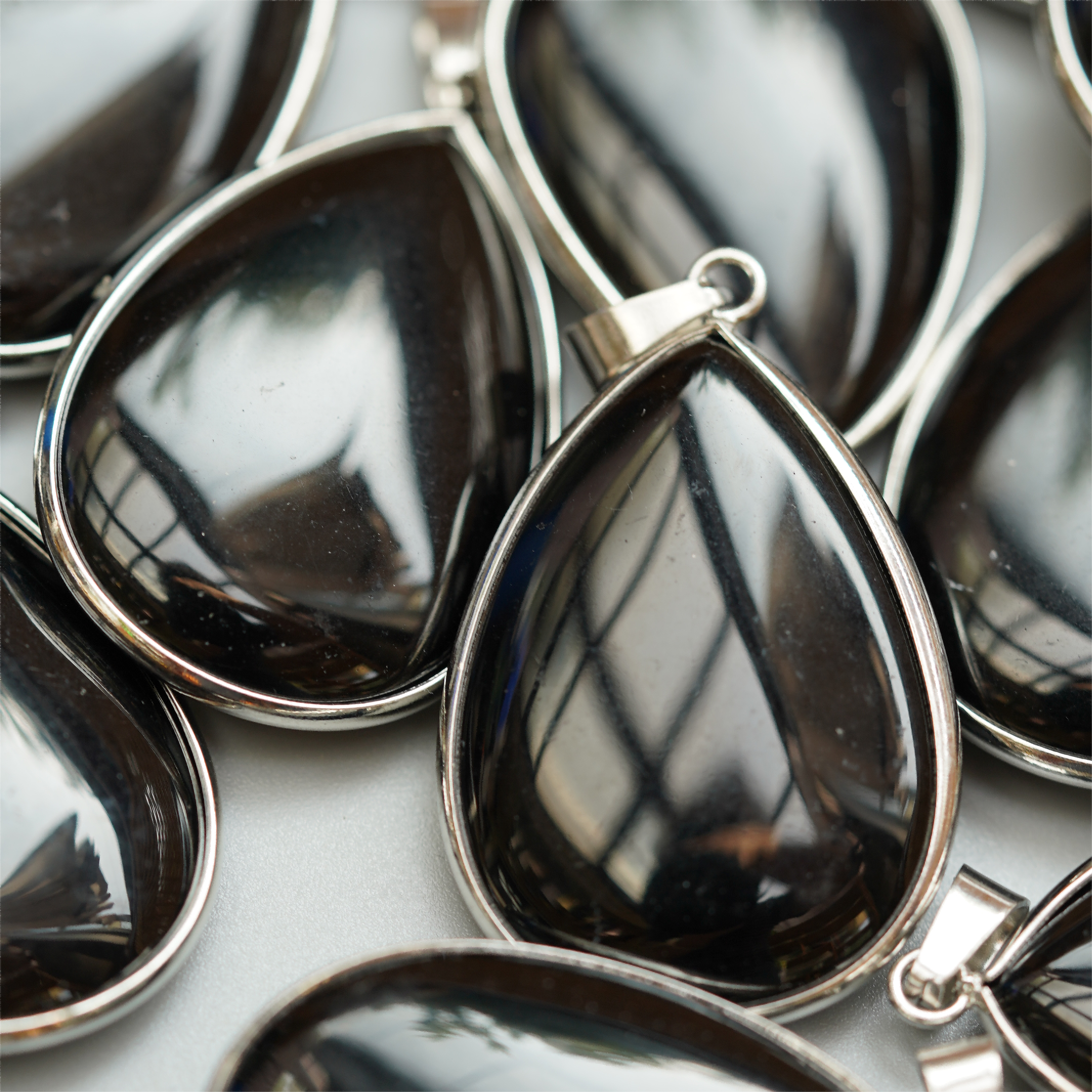 35mm Mixed Crystal Teardrop Pendant with Gold or Silver Trim
