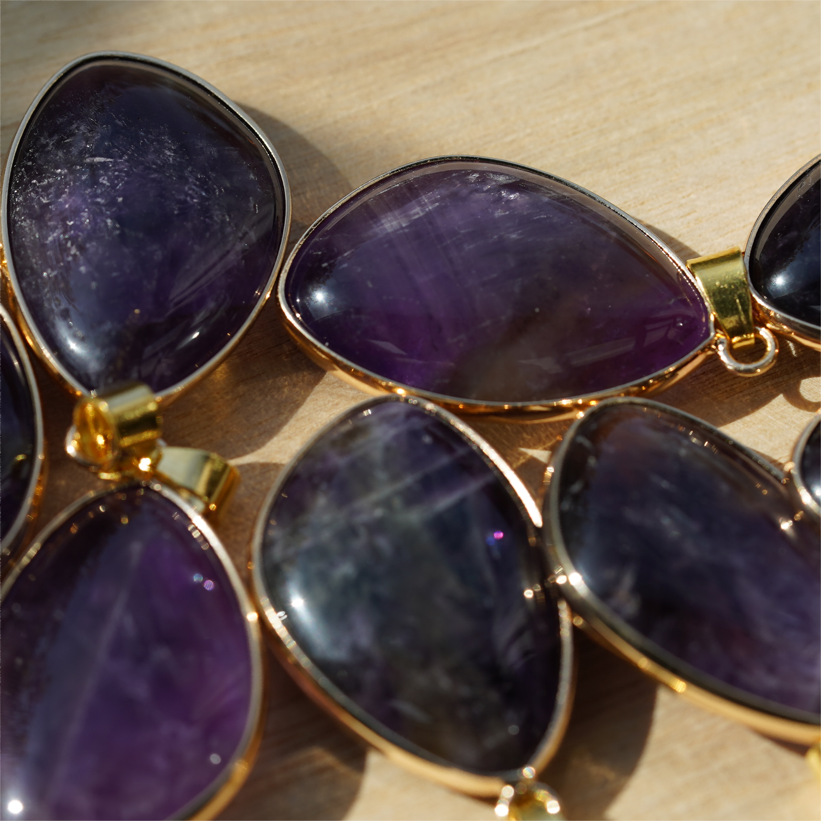 35mm Teardrop Mixed Crystal Pendant with Gold & Silver Trim