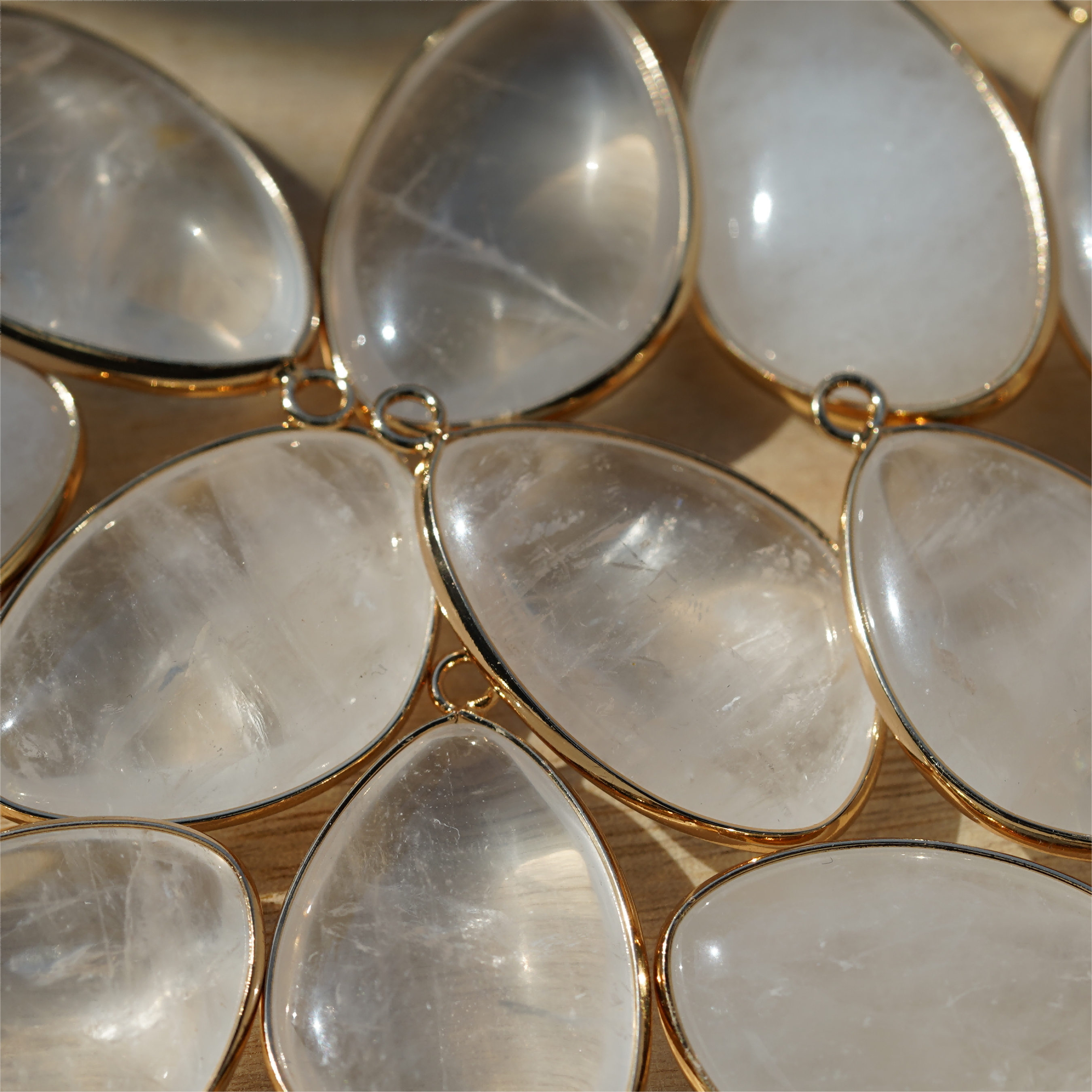 35mm Teardrop Mixed Crystal Pendant with Gold & Silver Trim