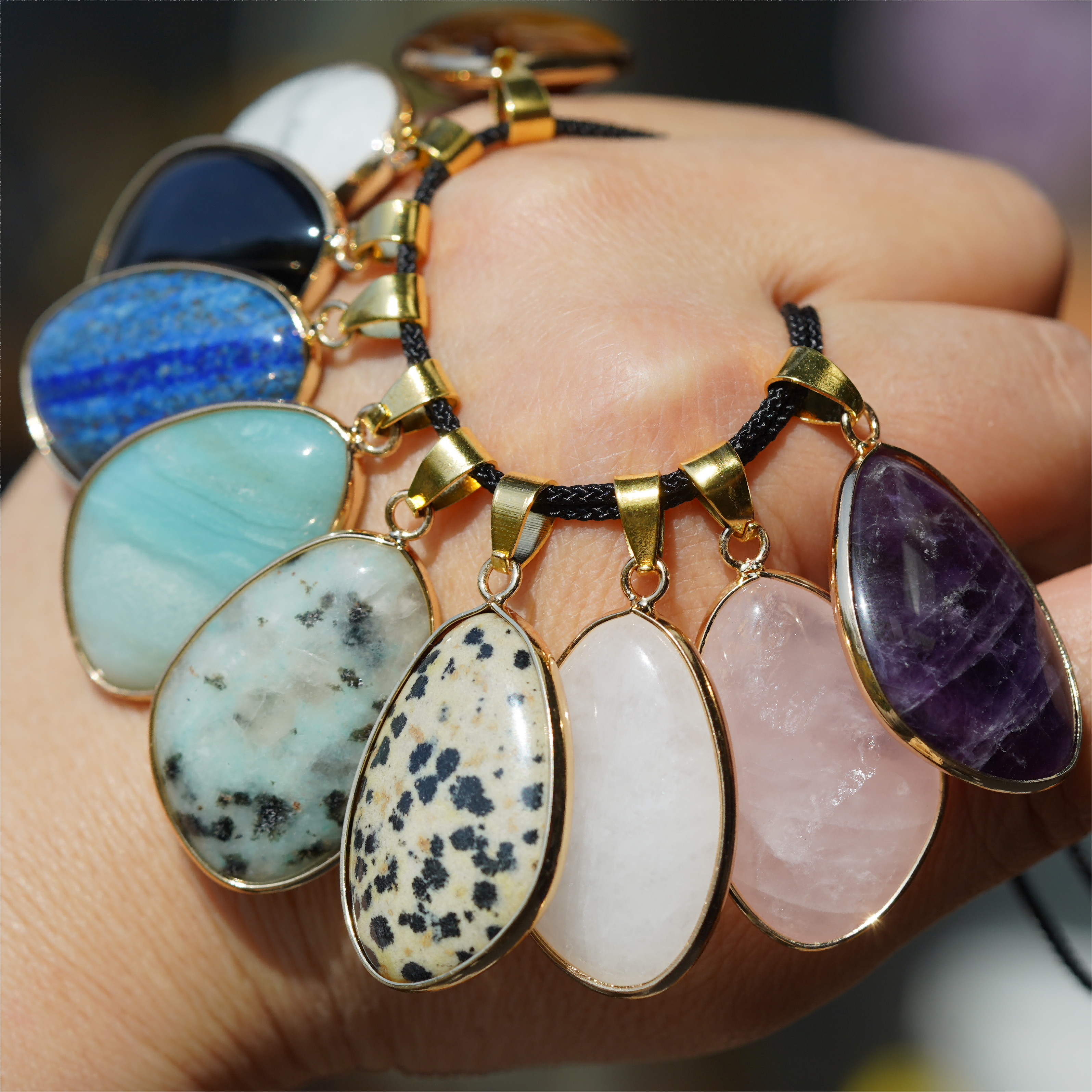 35mm Teardrop Mixed Crystal Pendant with Gold & Silver Trim