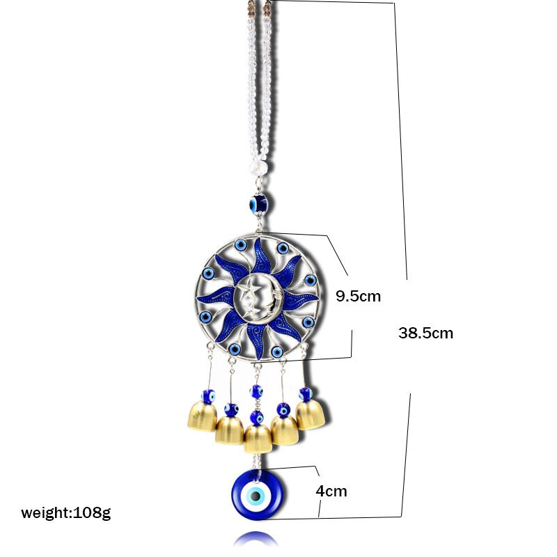 36-38cm Evil Eye Hanging Ornament with Bells for Protection